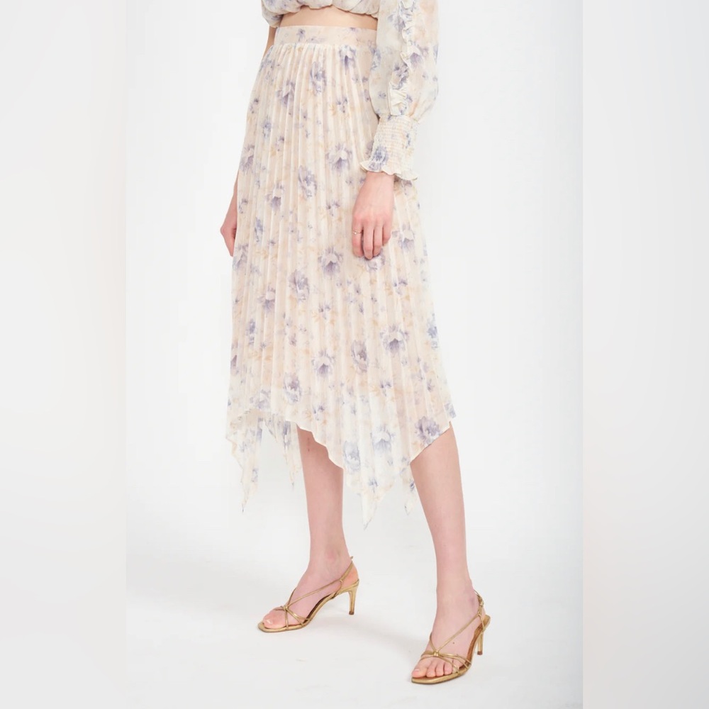 En Saison Pleated Floral Skirt for Anthropologie, sz Medium Kika Skirt Blue